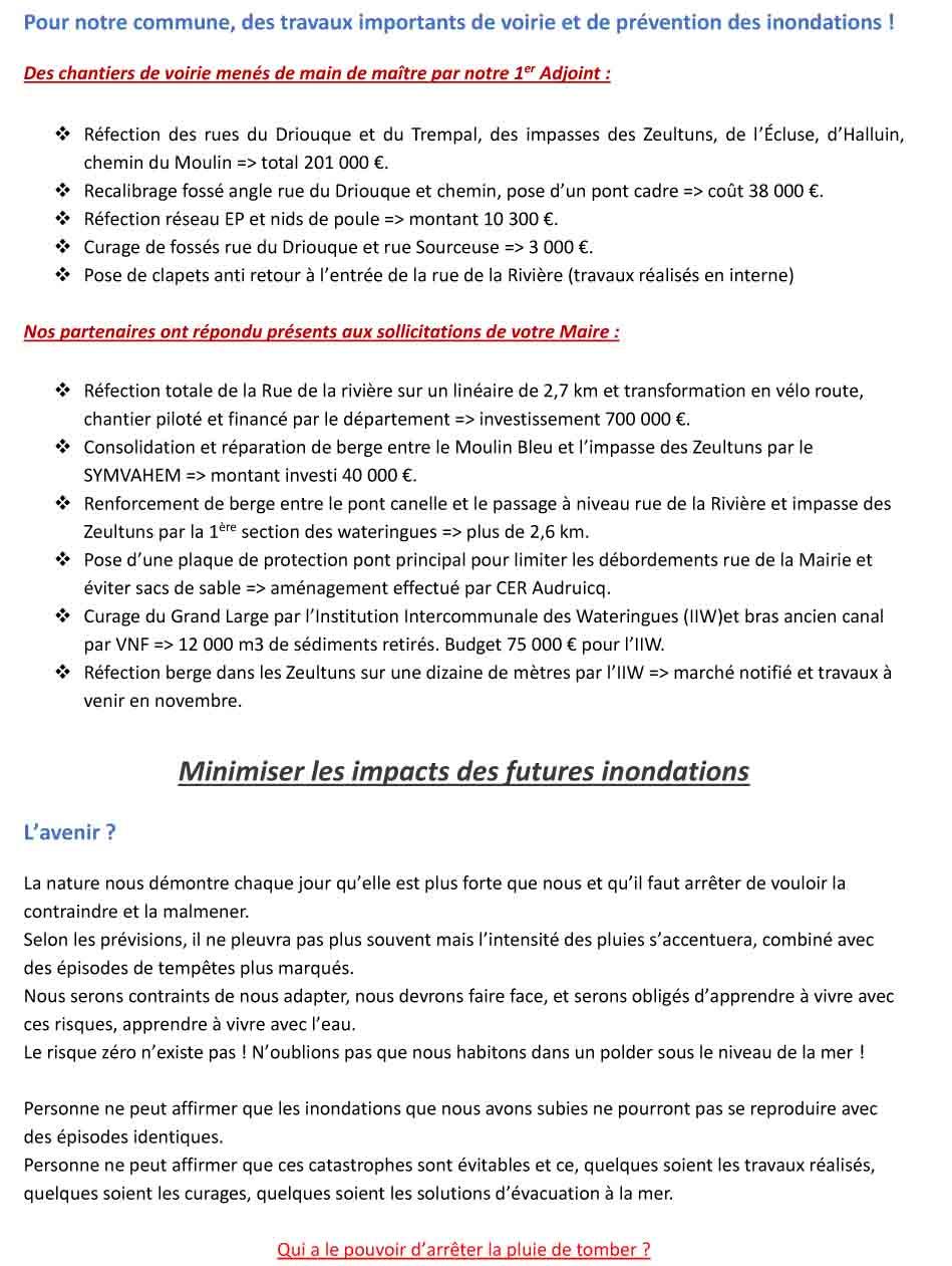 Flash info post inondations 2